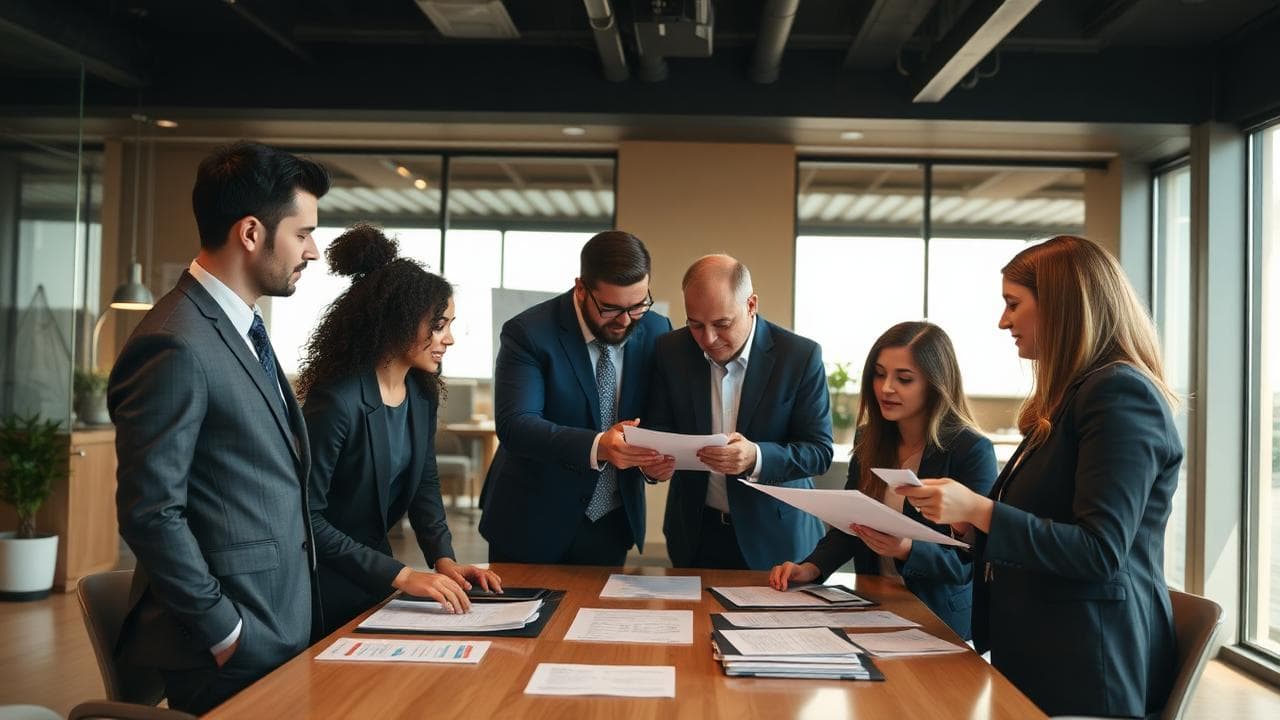 Equipa de consultoria em reunião